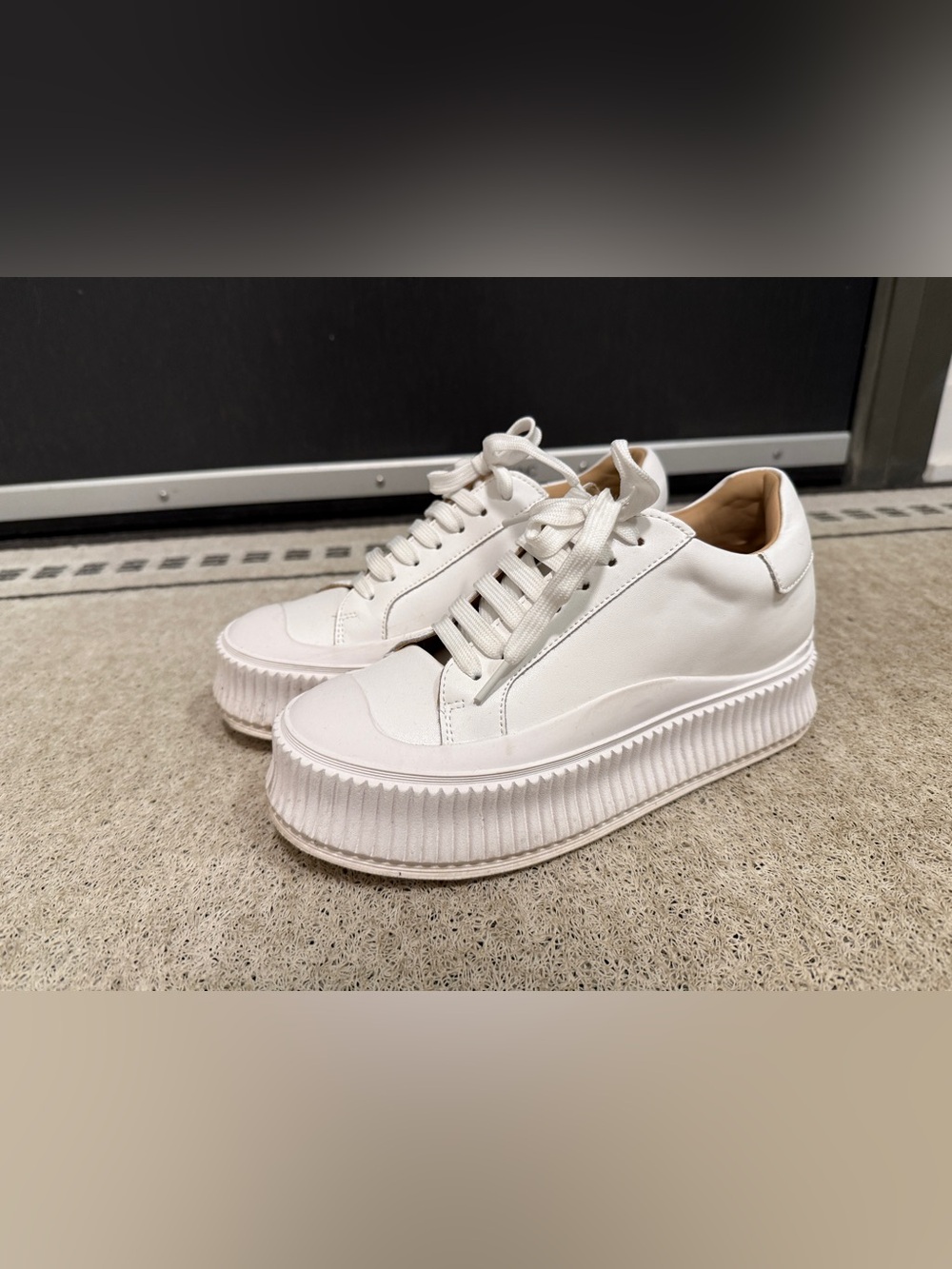 White Platform leather Lace-Up Women's Sneakers